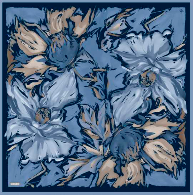 Abstract Flowers Navy