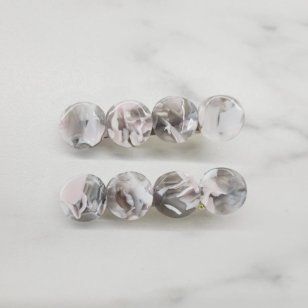 Grey Acetate Circles Alligator Clips