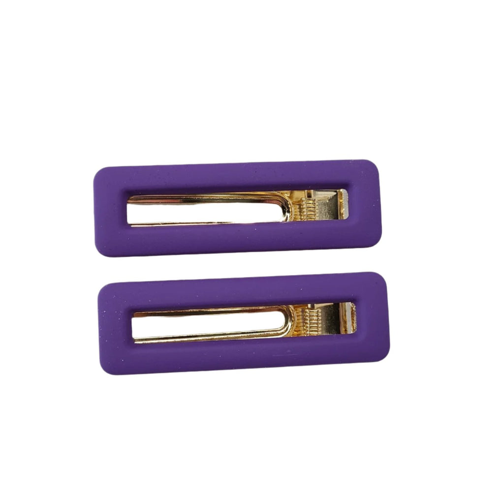 Rectangular Hollow Alligator Clips Purple