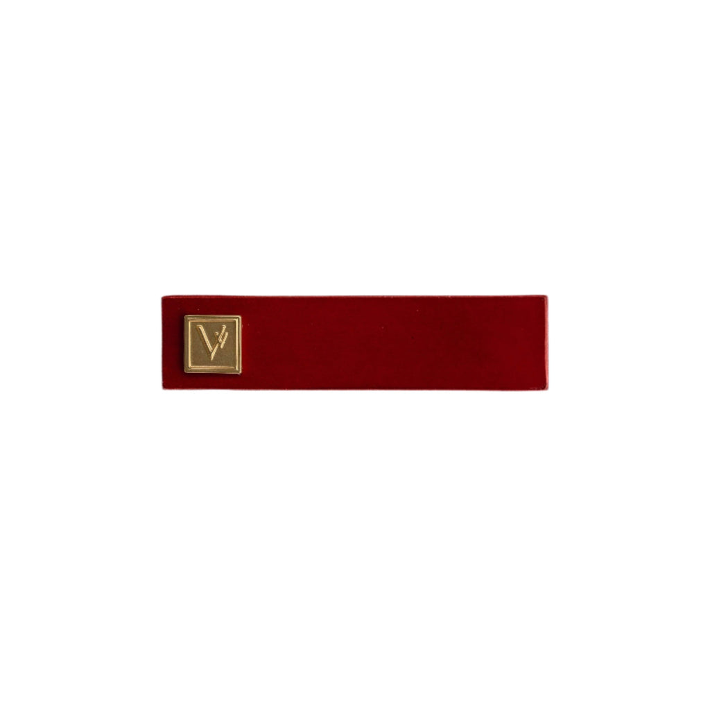 Leather Alligator Clip Red