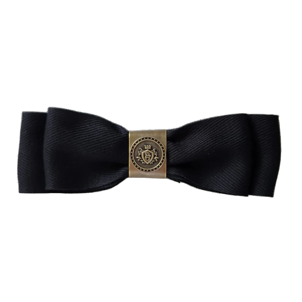 Ella Herringbone Bow Black