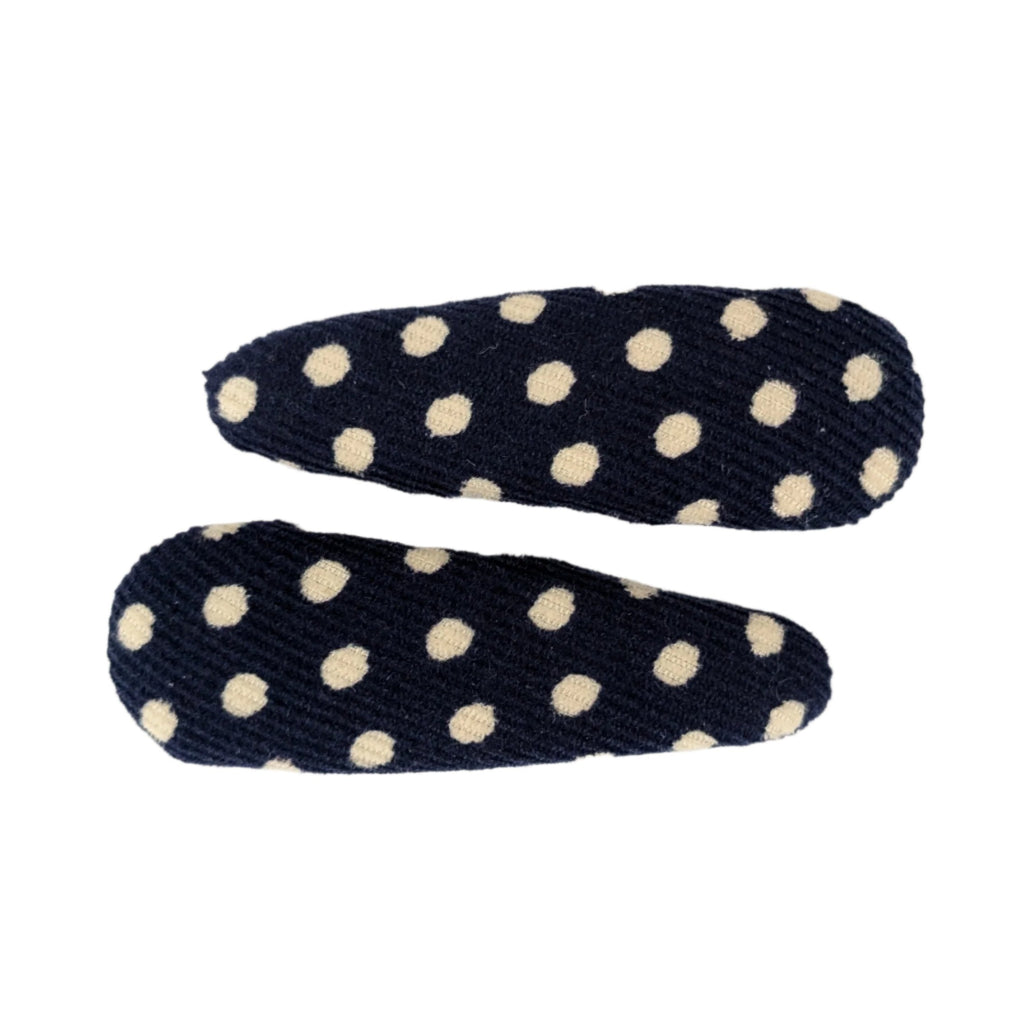 Fabric Snap Clips Navy Polka Dot