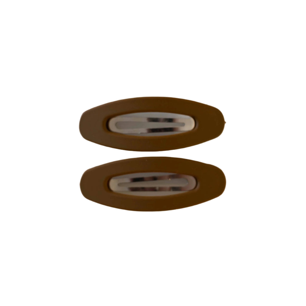 Frosted Oval Snap Clips - Latte Brown