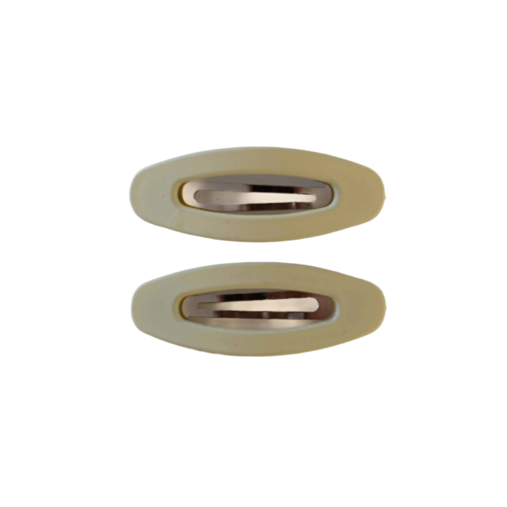 Frosted Oval Snap Clips - Cream