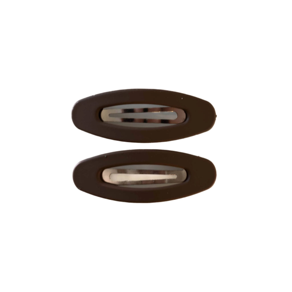 Frosted Oval Snap Clips - Coffee Brown