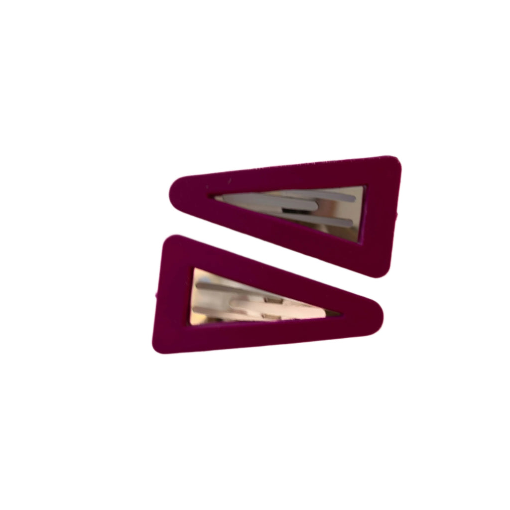 Frosted Triangle Snap Clips - Raspberry Pink