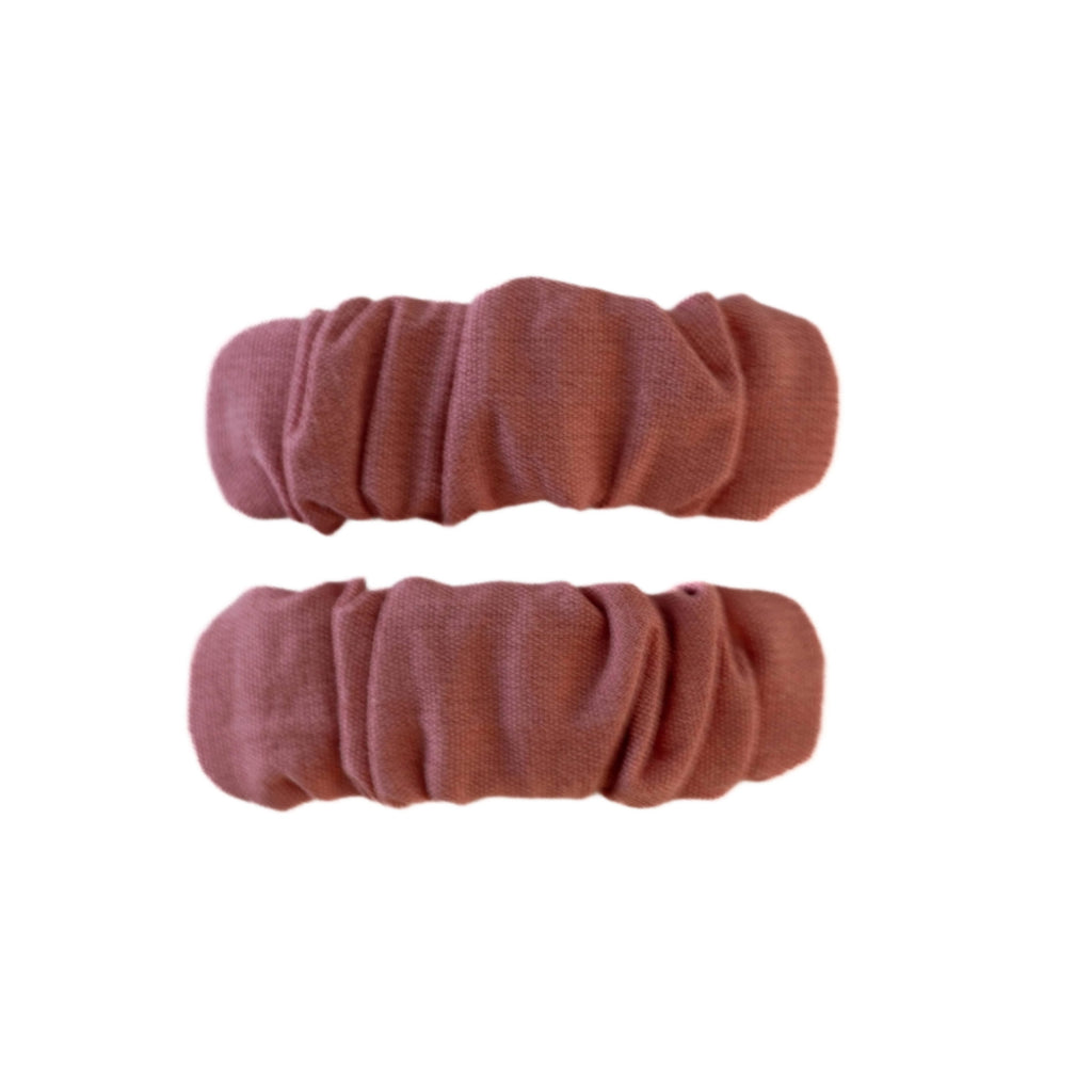 Fabric Rectangle Snap Clips - Dusky Pink Ruched