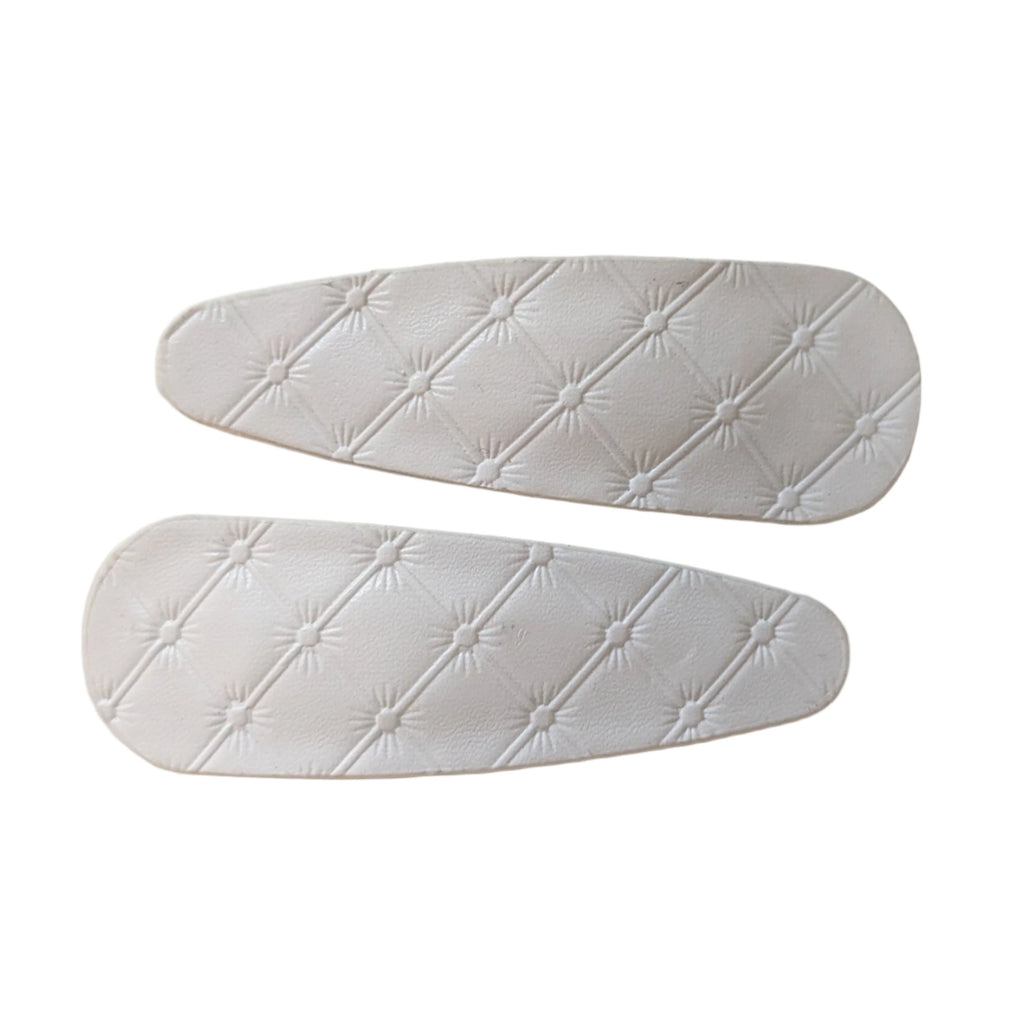 Quilted Leather Snap Clips White