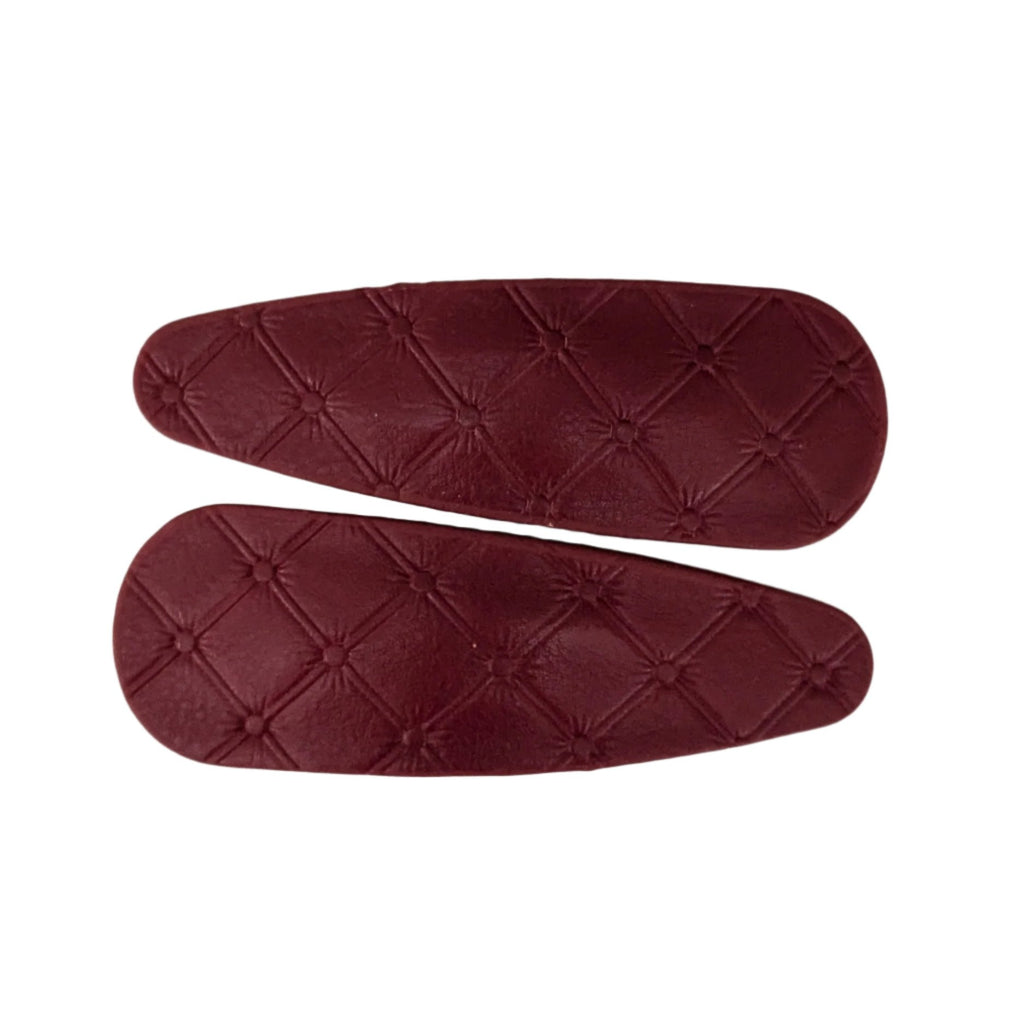 Quilted Leather Snap Clips Red