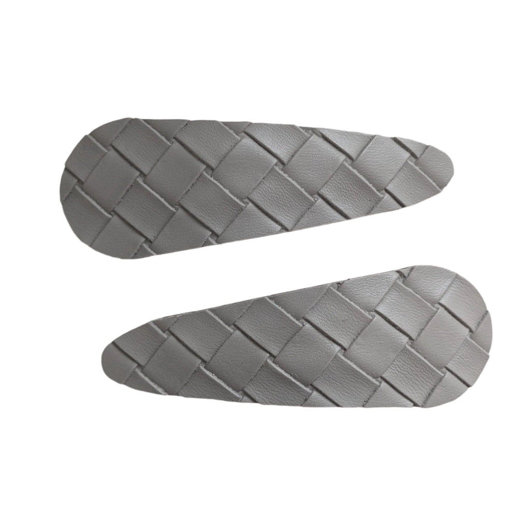 Quilted Leather Snap Clips Grey