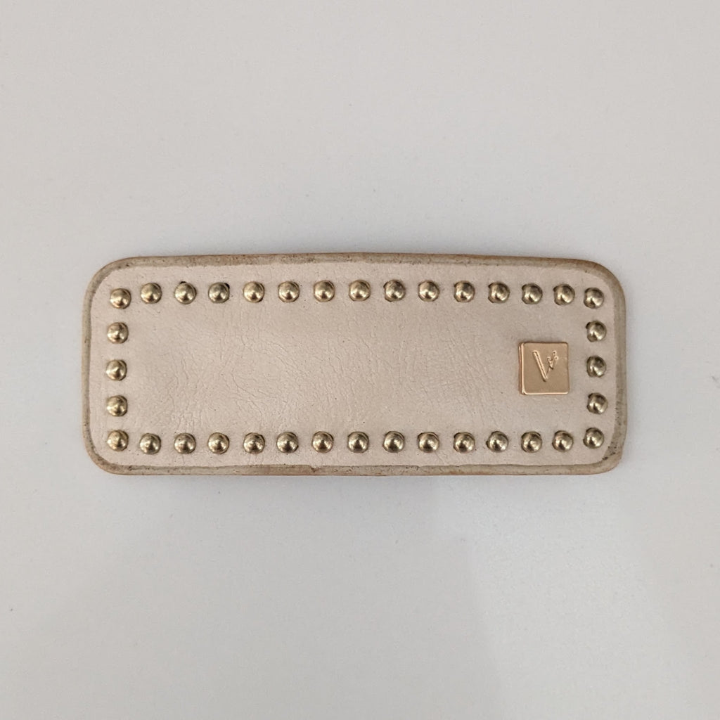 Leather Studs Snap Clips Cream