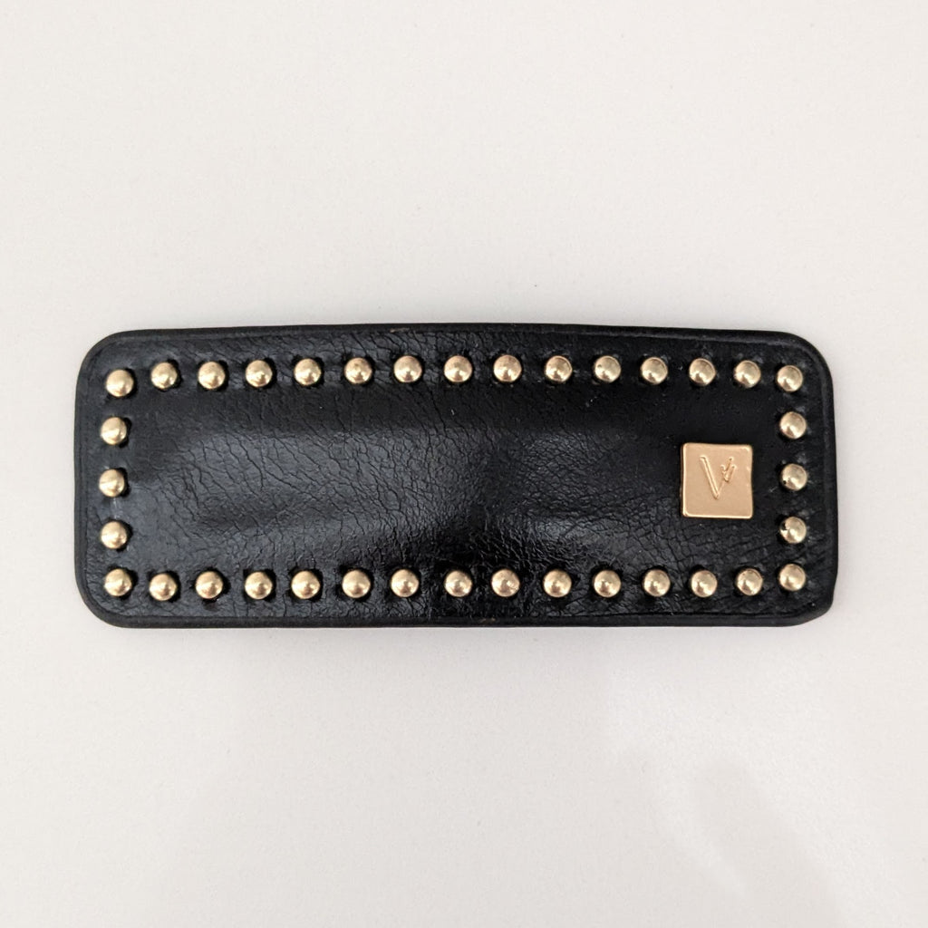 Leather Studs Snap Clip Black