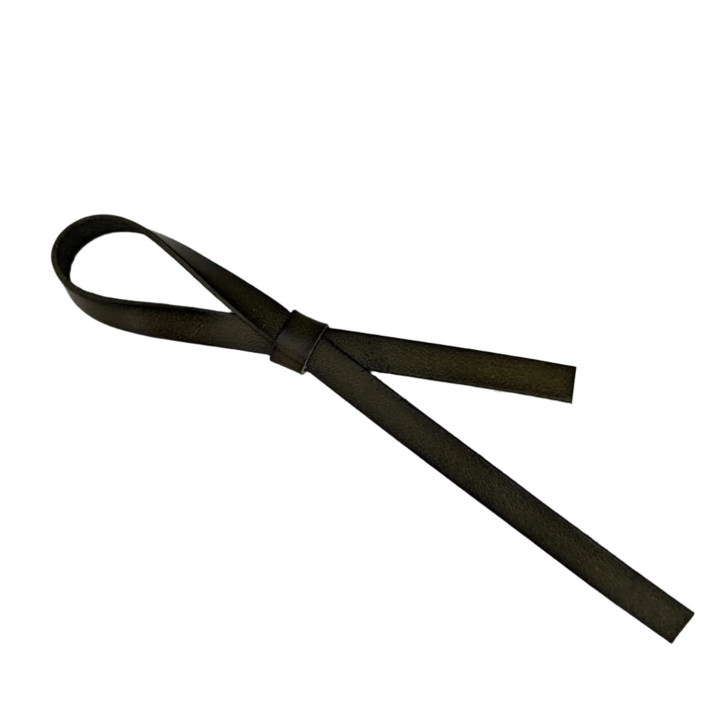 Leather Single Bow Clip Khaki