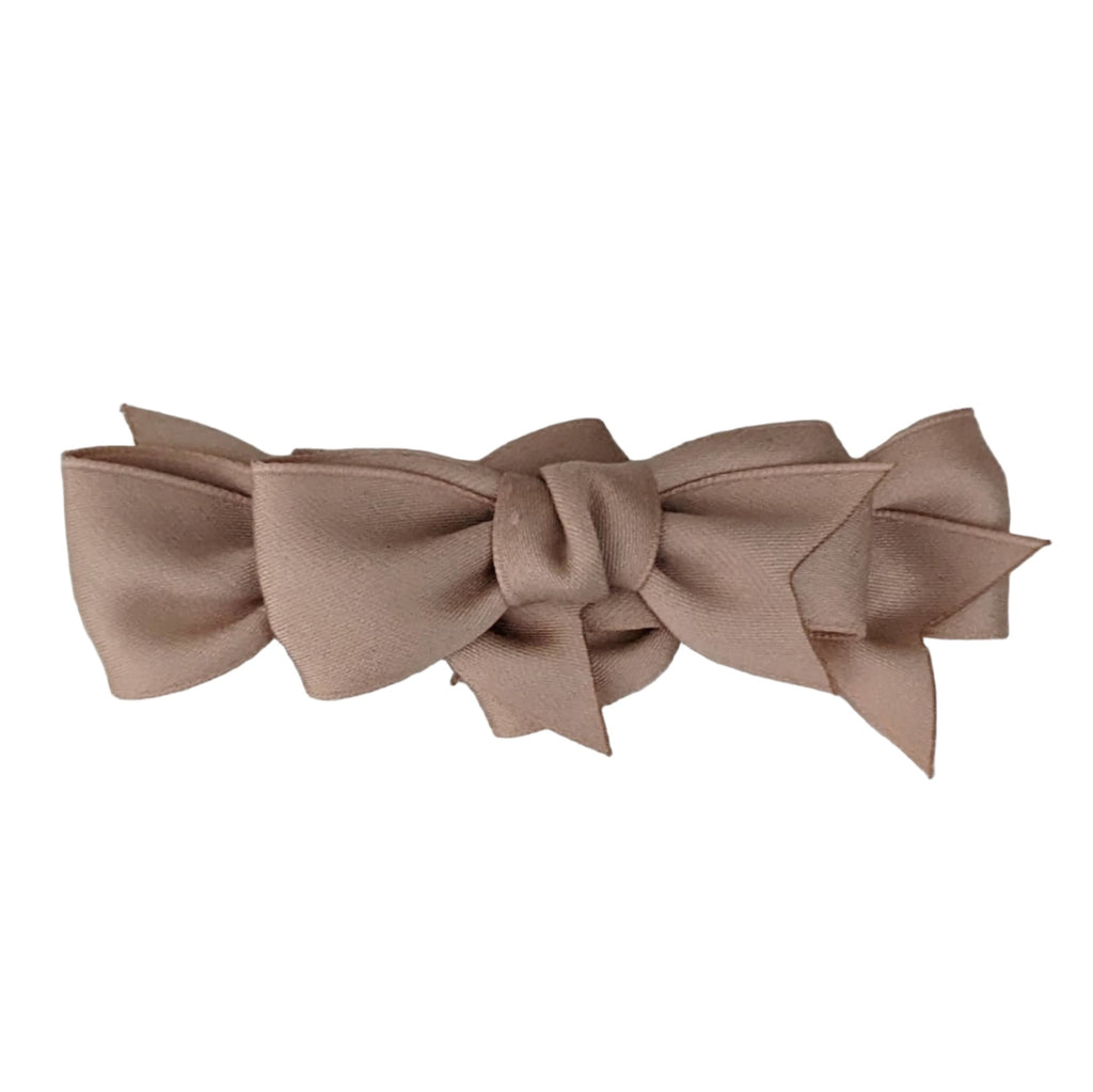 Three Satin Mini Bow Alligator Clip Beige