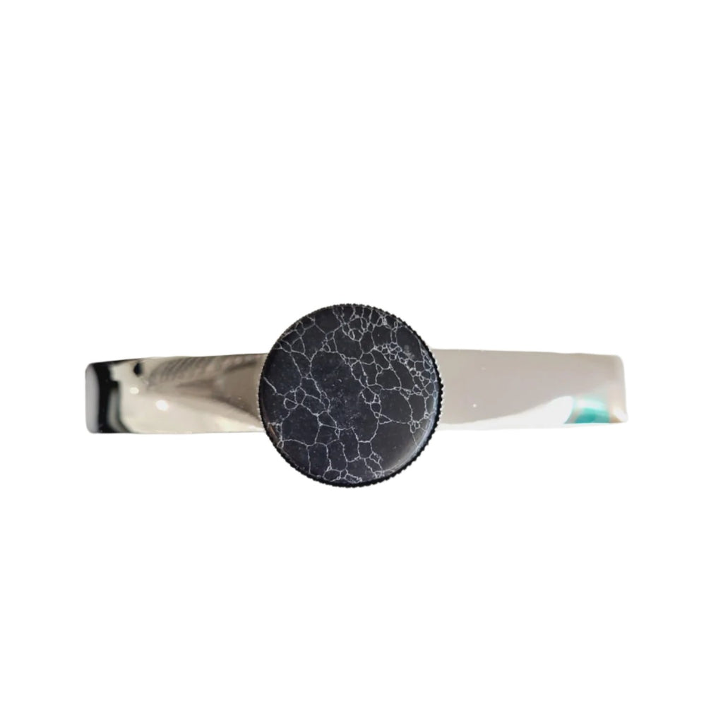 Silver & Black Marble Barette
