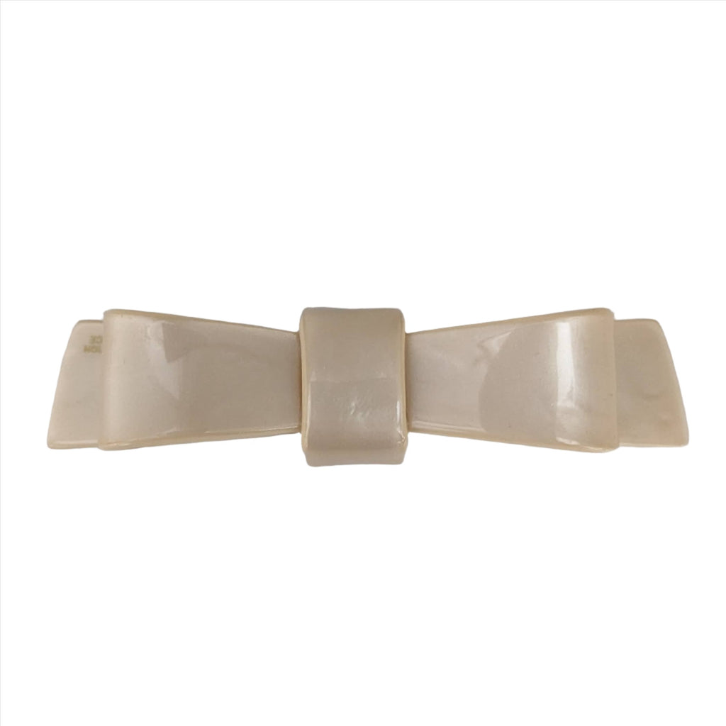 Acetate Bow Barrette Beige