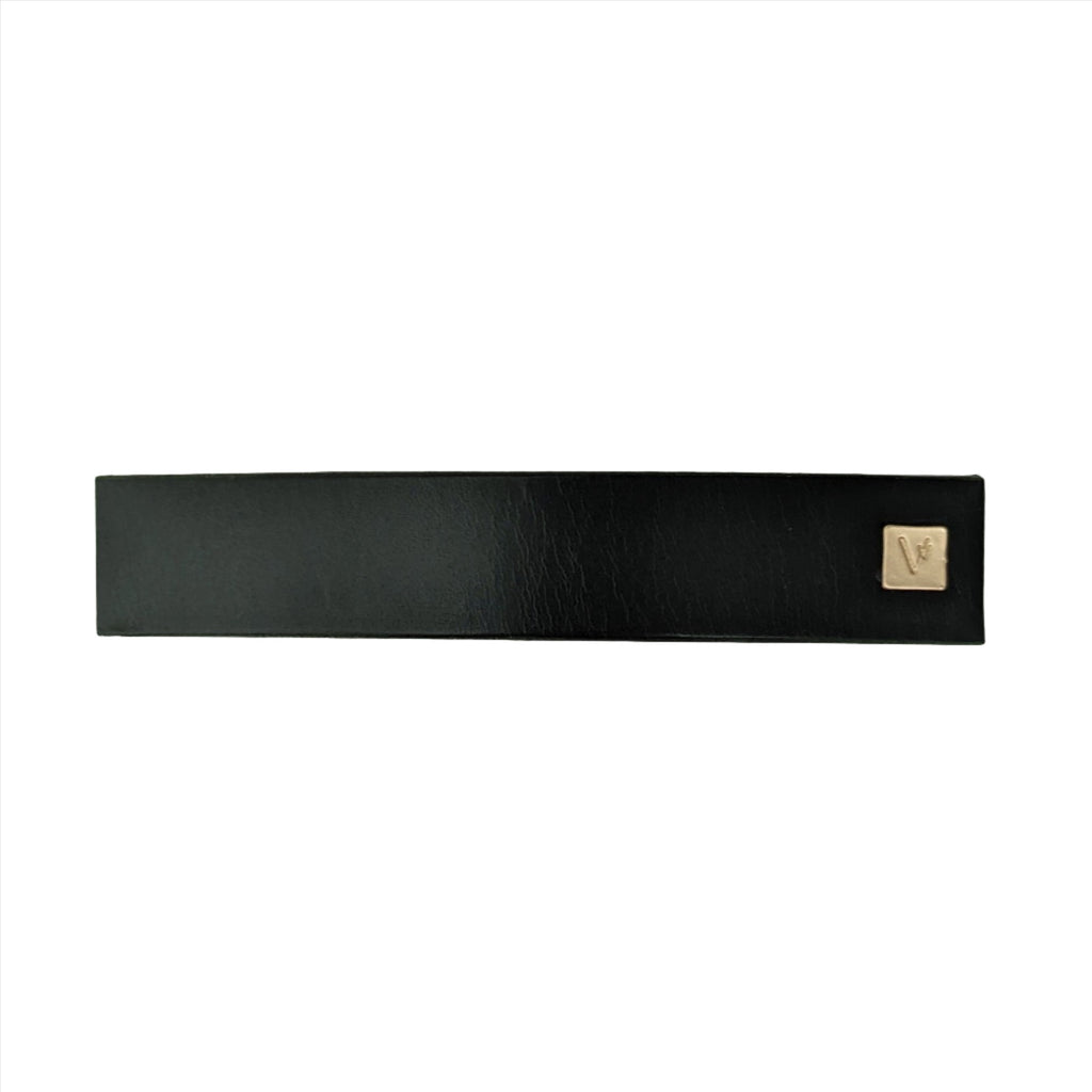 Leather Hair Barrette Dark Green