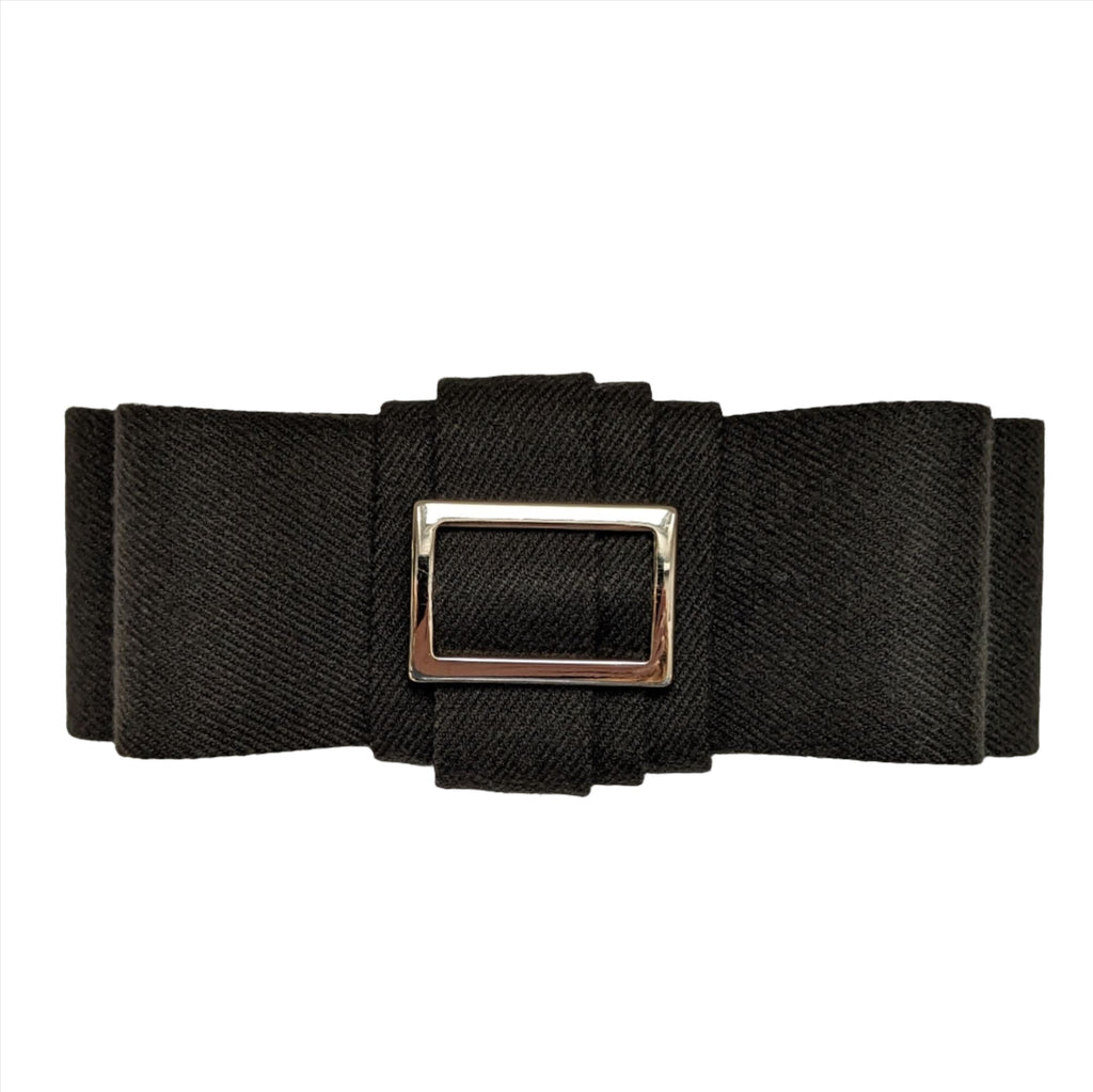 Woollen Buckle Flat Hair Bow Khaki