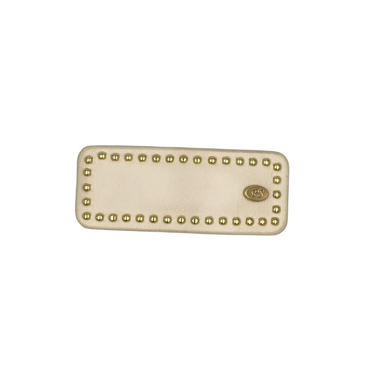 Harriet Leather Studded Snap Clip Cream