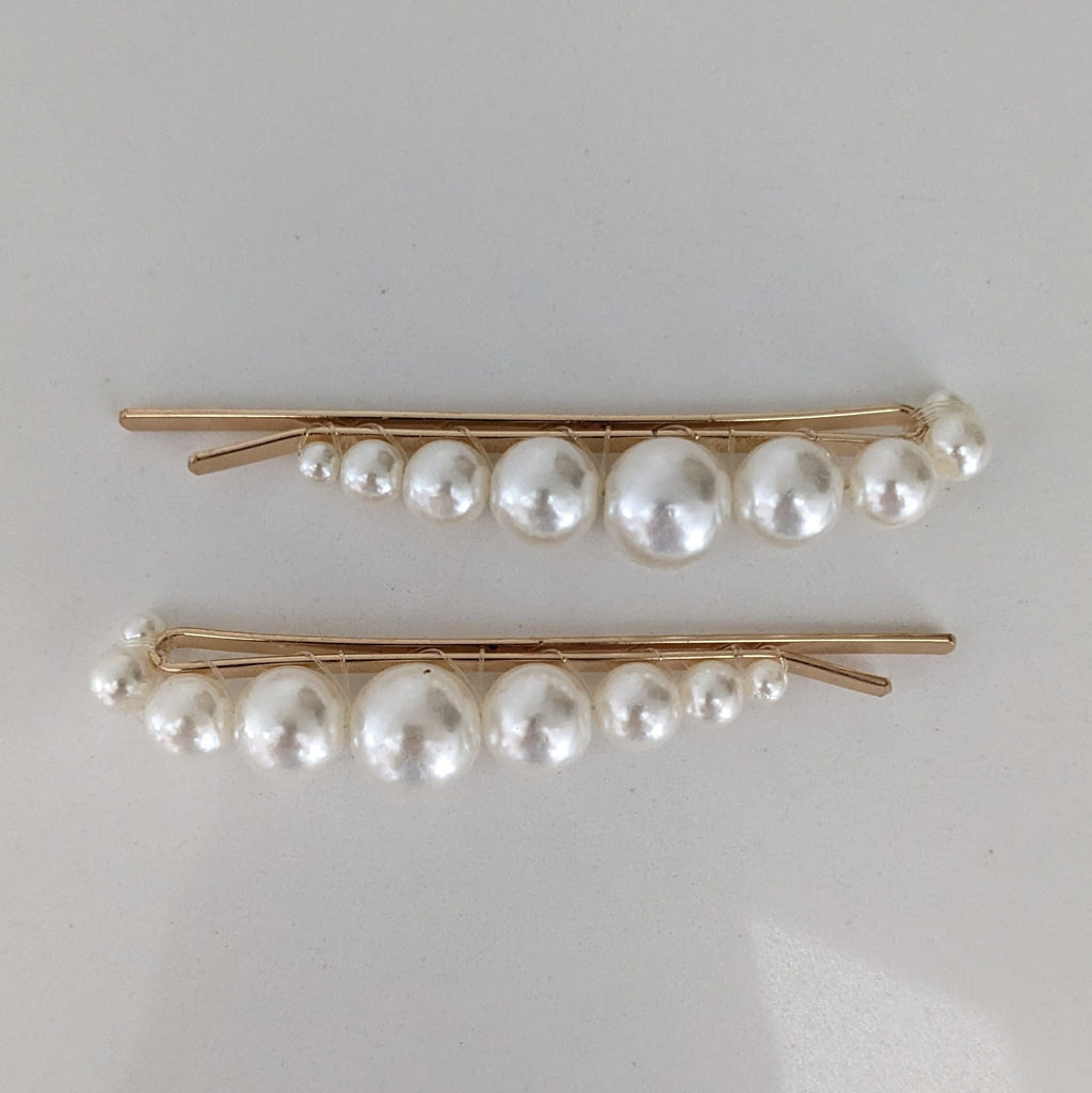 Pearl Bar Scarf Clips White