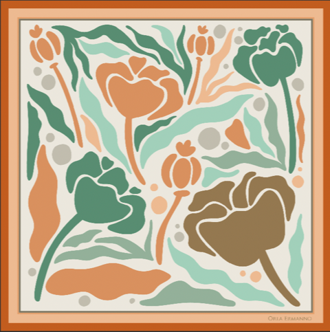 Abstract Floral Tangerine