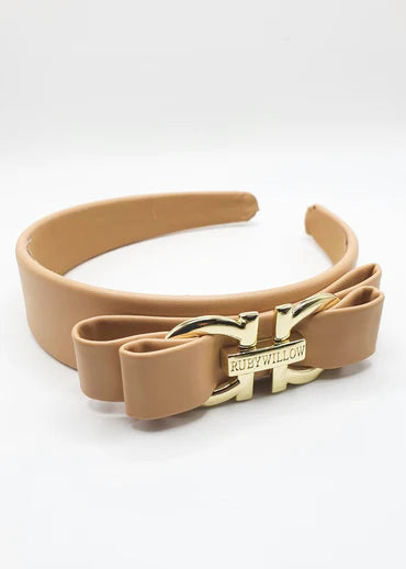 Victoria Faux Leather Headband Beige
