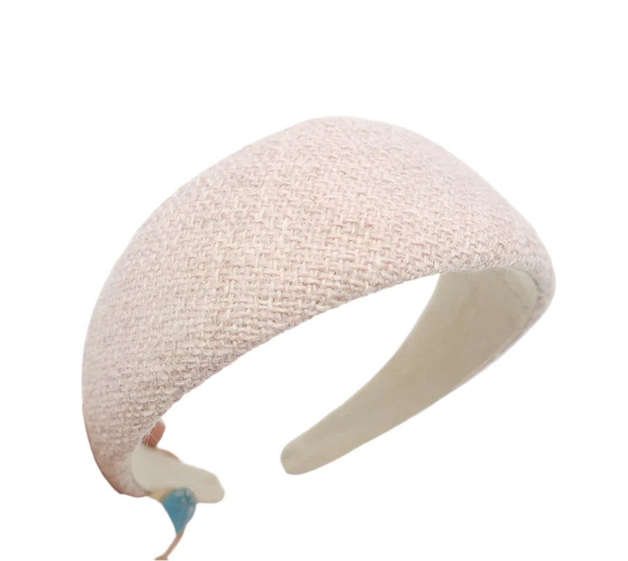 Wide Linen Padded Headband Pink