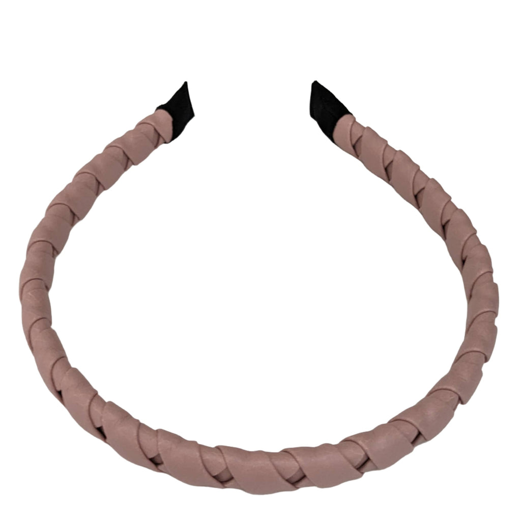 Wrapped Thin Leather Headband Pink