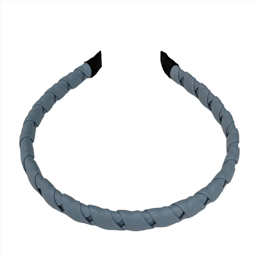 Wrapped Thin Leather Headband Sky Blue