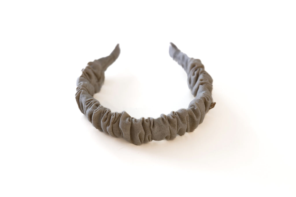 Linen Ruched Headband Natural Beige