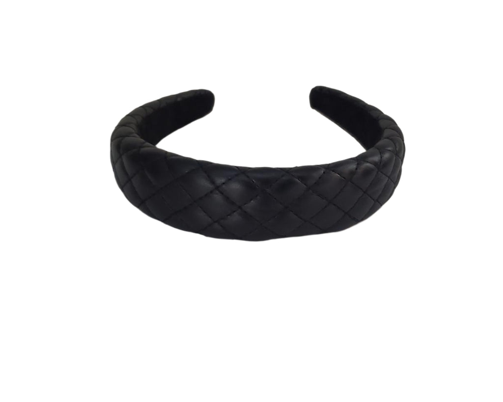 Padded Leather Look Headband Black