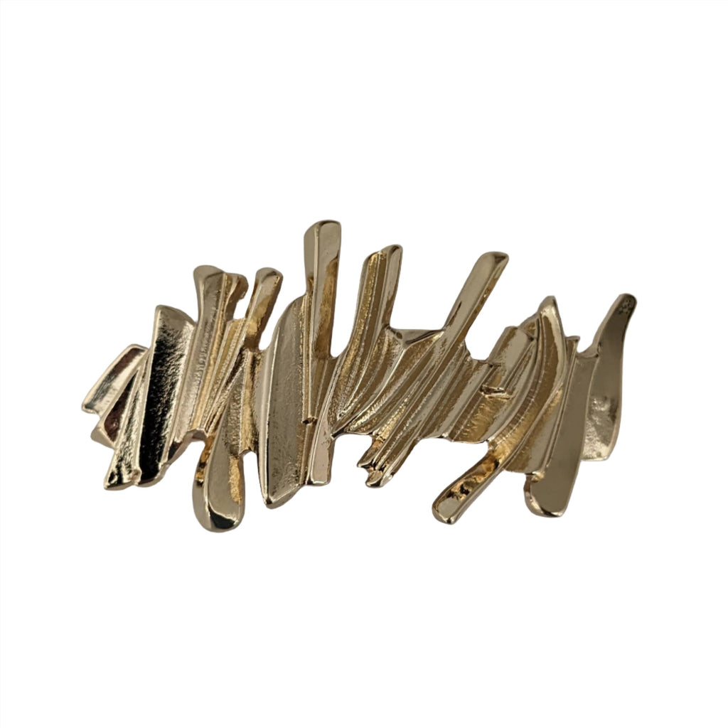 Metal Jagged Bar Barrette Gold