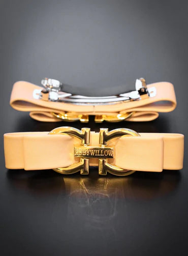 Valentina Faux Leather Barrette Clip Champagne