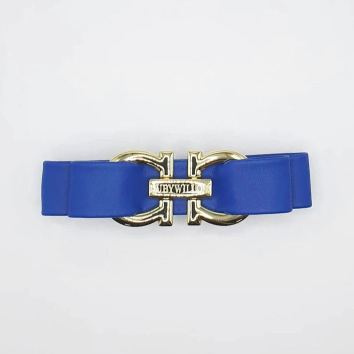Valentina Faux Leather Barrette Clip Royal Blue