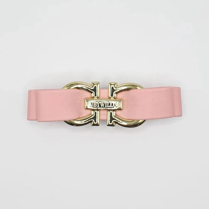 Valentina Faux Leather Barrette Clip Pale Pink