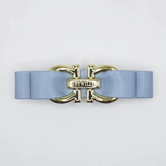 Valentina Faux Leather Barrette Clip Pale Blue