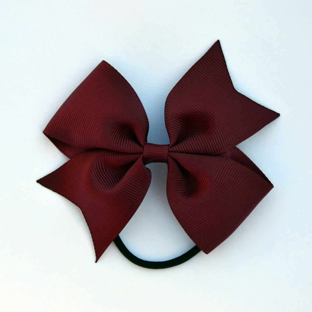 Pinwheel bow on elastic burgundy Grossgrain (3.5cm)