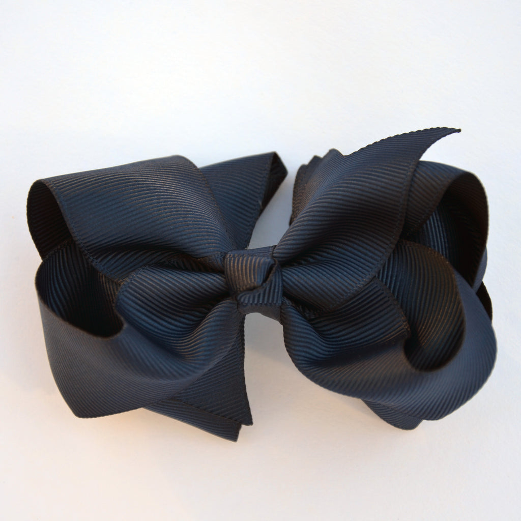 Triple Loop Bow Small Navy Grossgrain 6cm Alligator Clip
