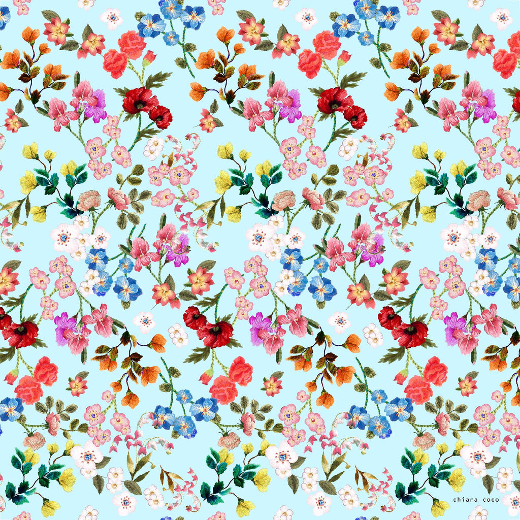 Chiara Coco Small bright flowers on light blue CC171-1 70cm