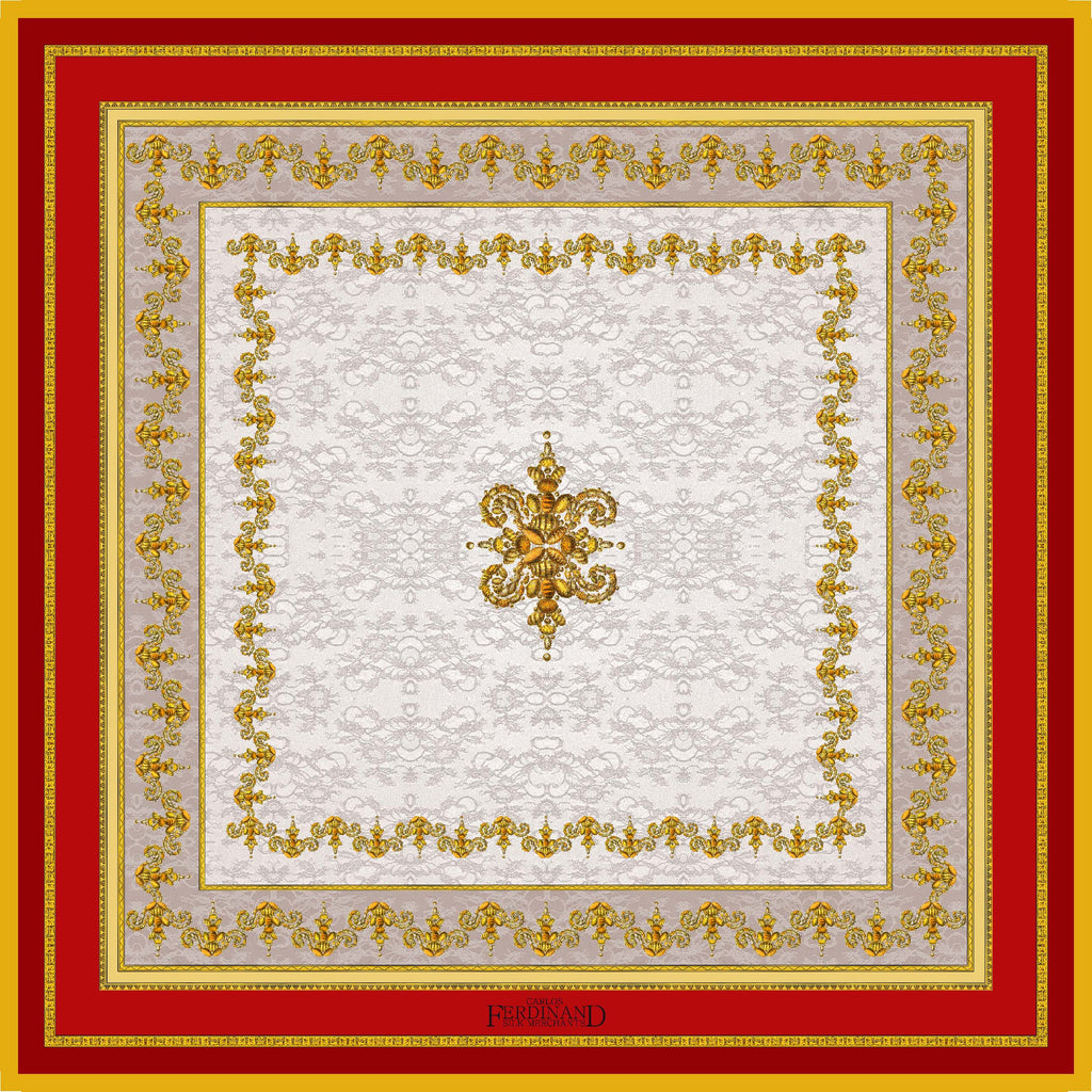 Carlos Ferdinand red border with beige lace CF105-1 90cm
