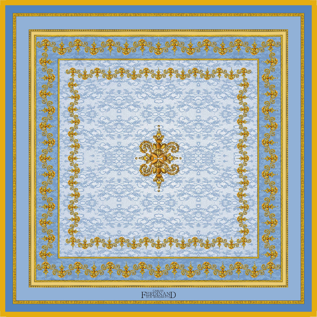 Carlos Ferdinand blue border with blue lace CF105-2 90cm
