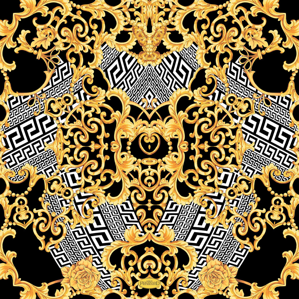 Carlos Ferdinand Gold/black/white/scrolls/geometric CF129-1 90cm