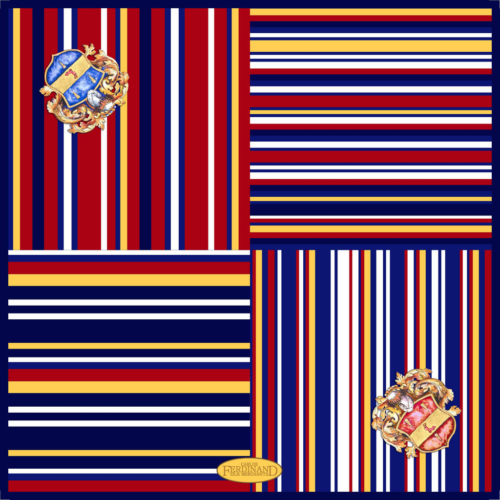 Carlos Ferdinand Striped squares red/navy/mustard CF178-1 90cm