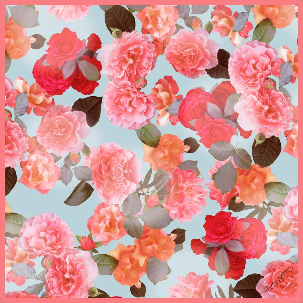 Clelia & Romy Studio Large pink roses on grey CM578-1 90cm