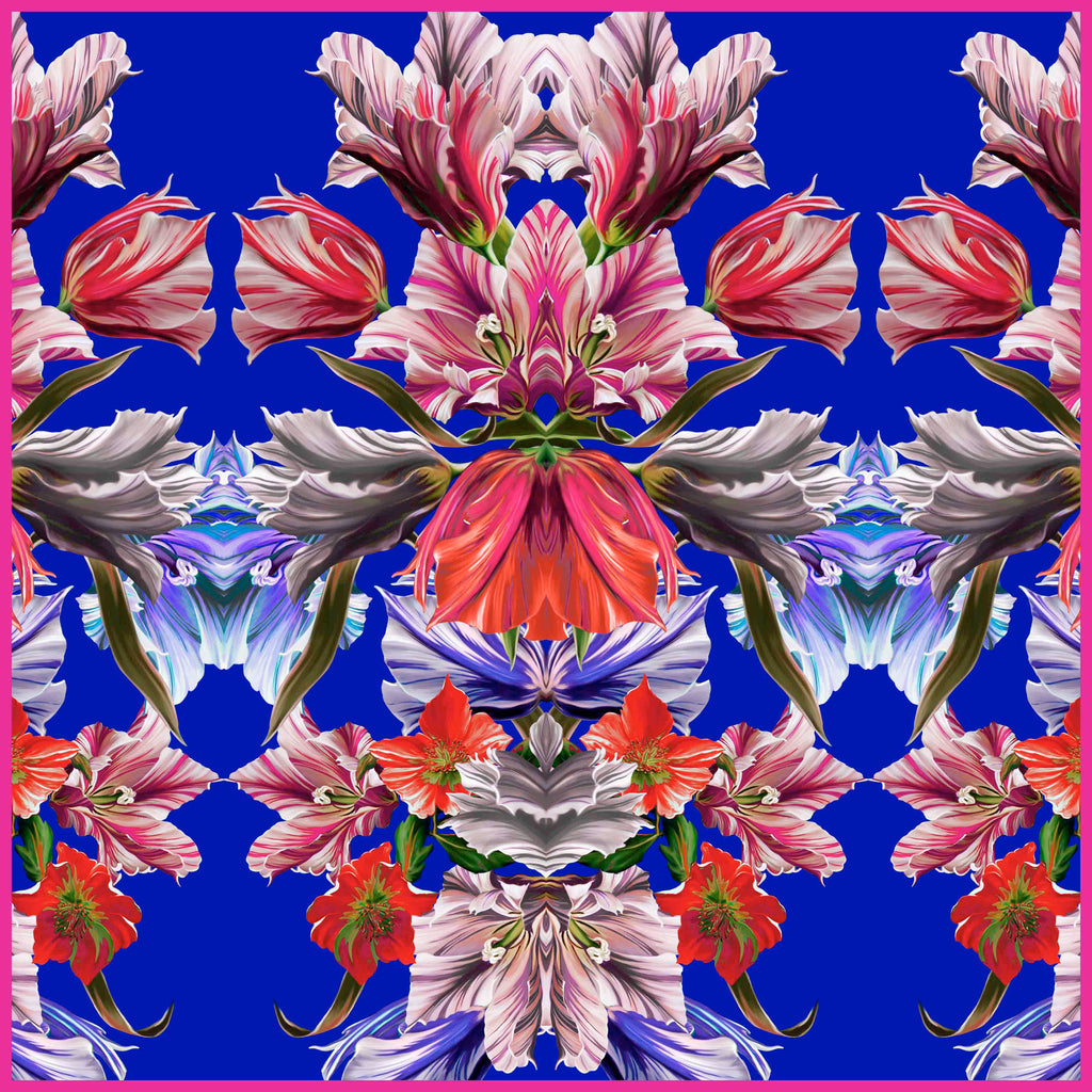 Clelia & Romy Studio Bright flowers on blue CM595-2 90cm