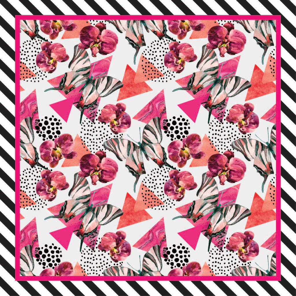 Butterfly triangles pink with stripe border GT150-1 90cm