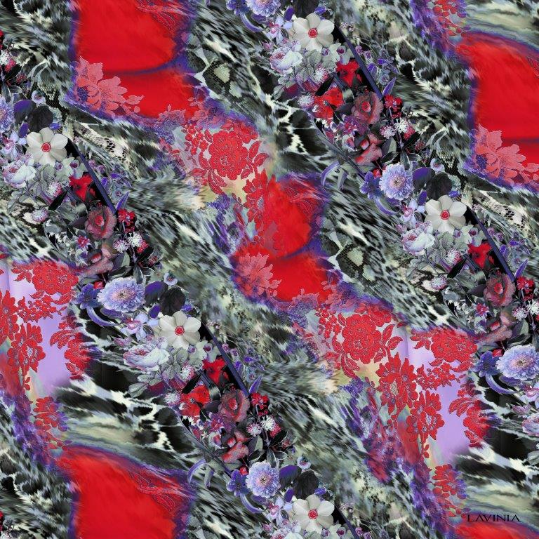 Lavinia Bright pink/purple/ flowers/animal print LA514-1 90cm