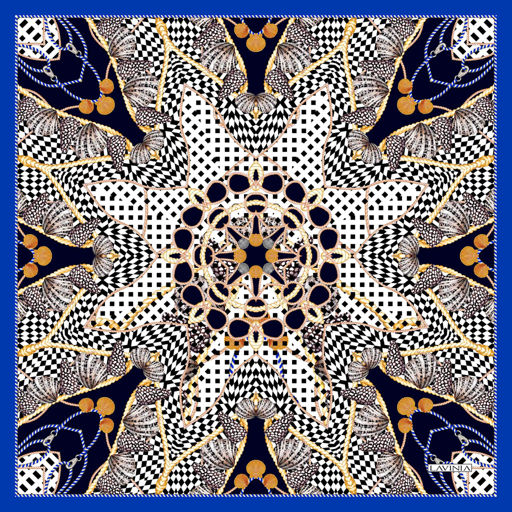 Lavinia Shells/ropes/gold/black/blue LA521-1 90cm
