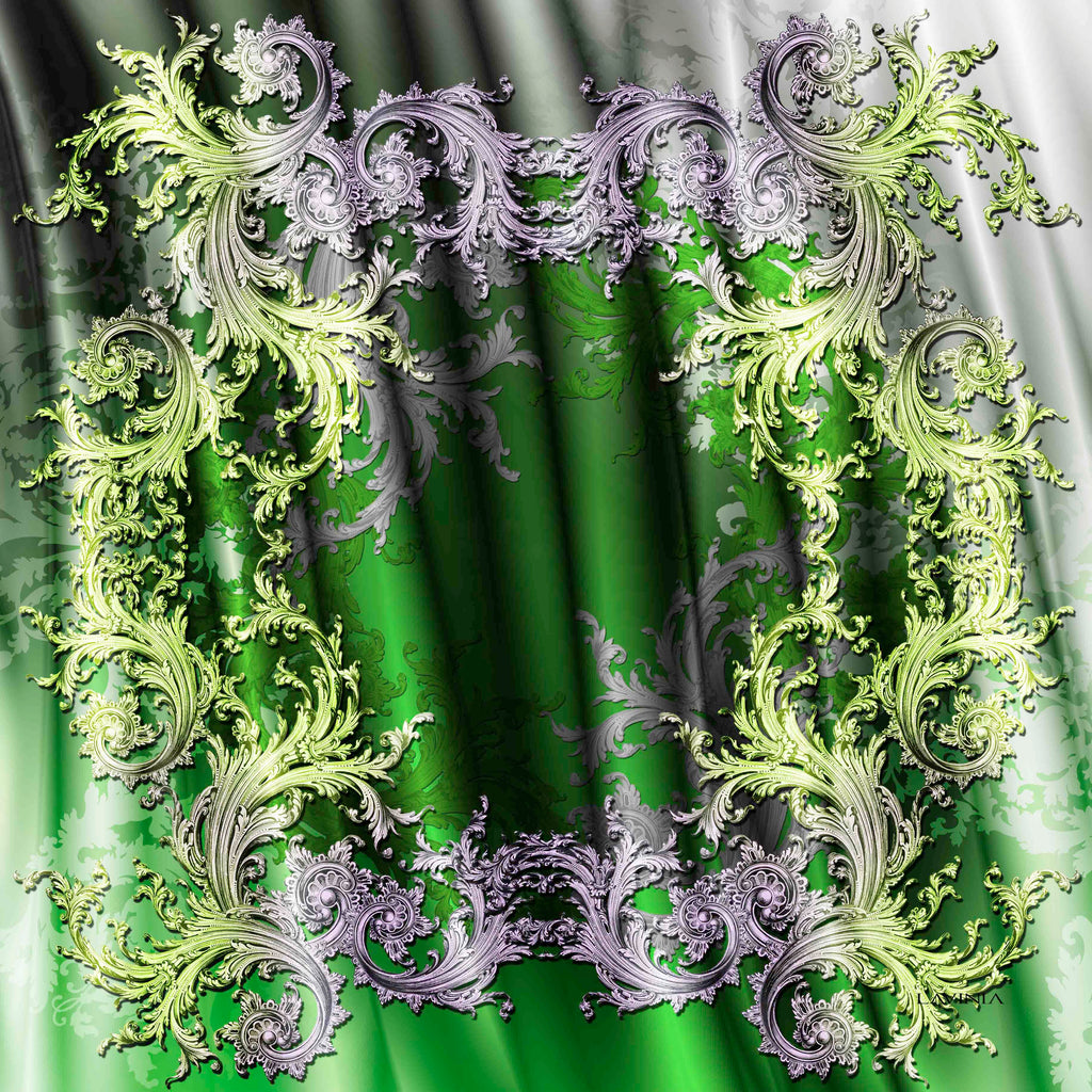 Lavinia Green/silver scrolls LA532-1 90cm