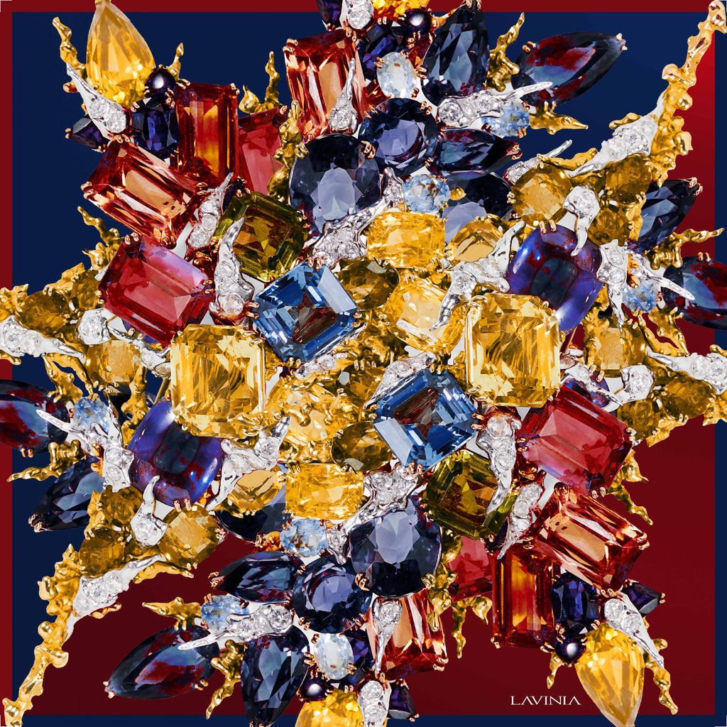 Lavinia Jewel splash navy/maroon LA584-1 90cm